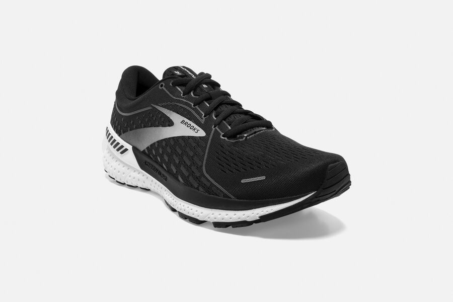 Brooks Adrenaline GTS 21 Road Running Shoes Mens - Black/White - QXFGL-7014